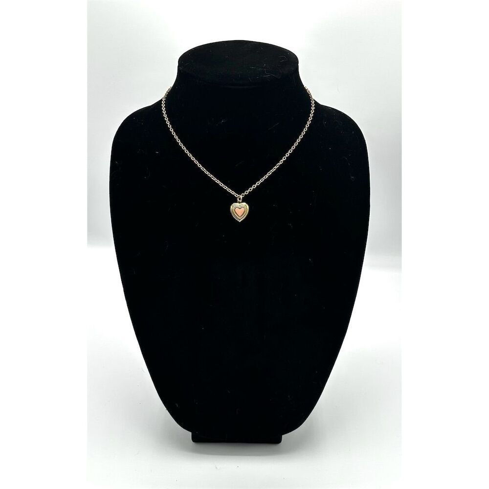 Avon Pink Gold-Tone Heart Locket Necklace Pendant 17 in Chain